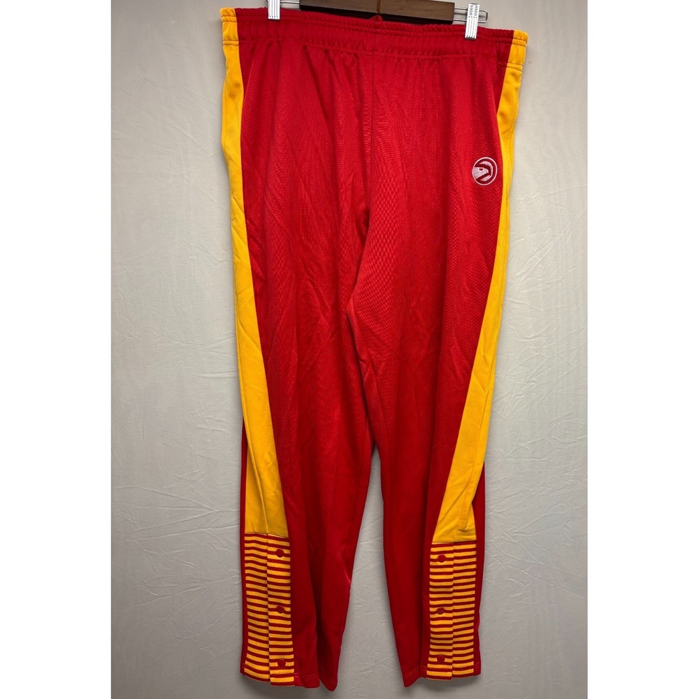 Atlanta Hawks Hardwood Classics Warm Up Pants Men's Red Yellow Vintage Sample‎